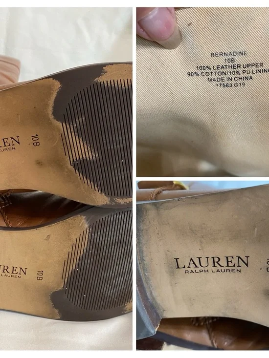 Lauren Ralph Lauren Cognac Leather Bernadine Riding Boots, Women’s Size 10B - Picture 14 of 16